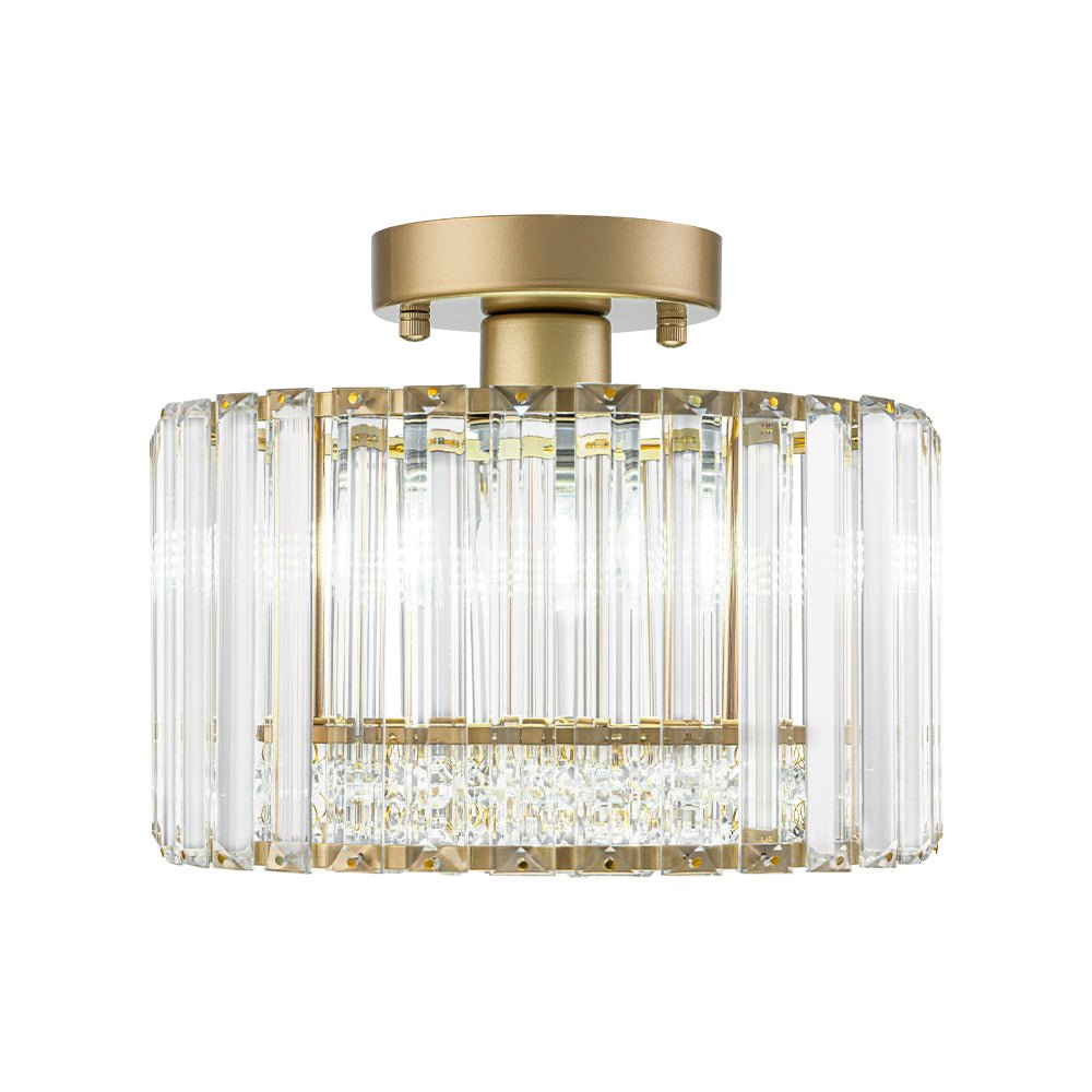 Crystal Brass Ceiling Light, Mid-Century Dimmable Fixture For Bedroom And Hall