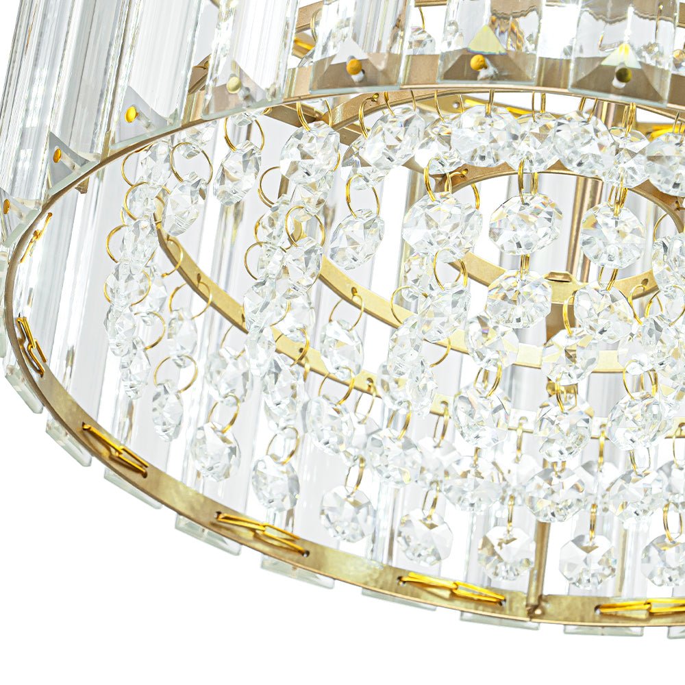 Crystal Brass Ceiling Light, Mid-Century Dimmable Fixture For Bedroom And Hall
