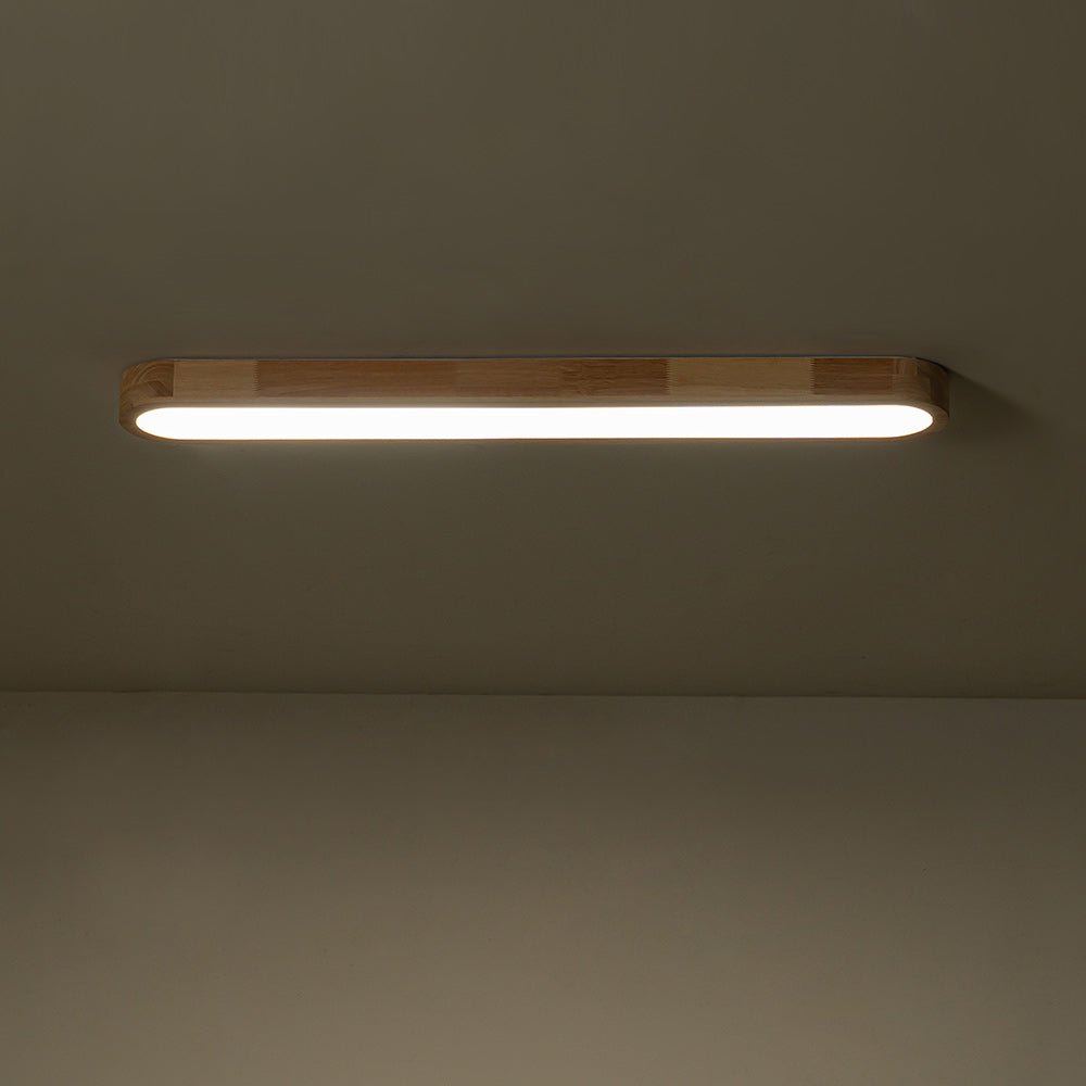 Oválné stropní LED světlo s dřevěným vzhledem, stmívatelné s dálkovým ovládáním, 95 cm, moderní do kuchyně a obývacího pokoje