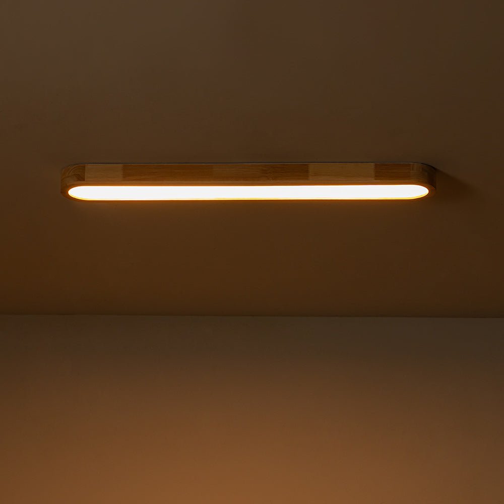 Oválné stropní LED světlo s dřevěným vzhledem, stmívatelné s dálkovým ovládáním, 95 cm, moderní do kuchyně a obývacího pokoje