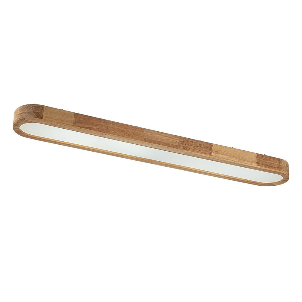 Oválné stropní LED světlo s dřevěným vzhledem, stmívatelné s dálkovým ovládáním, 95 cm, moderní do kuchyně a obývacího pokoje