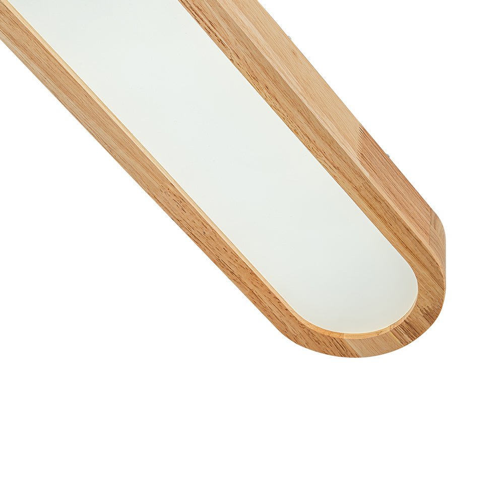 Oválné stropní LED světlo s dřevěným vzhledem, stmívatelné s dálkovým ovládáním, 95 cm, moderní do kuchyně a obývacího pokoje