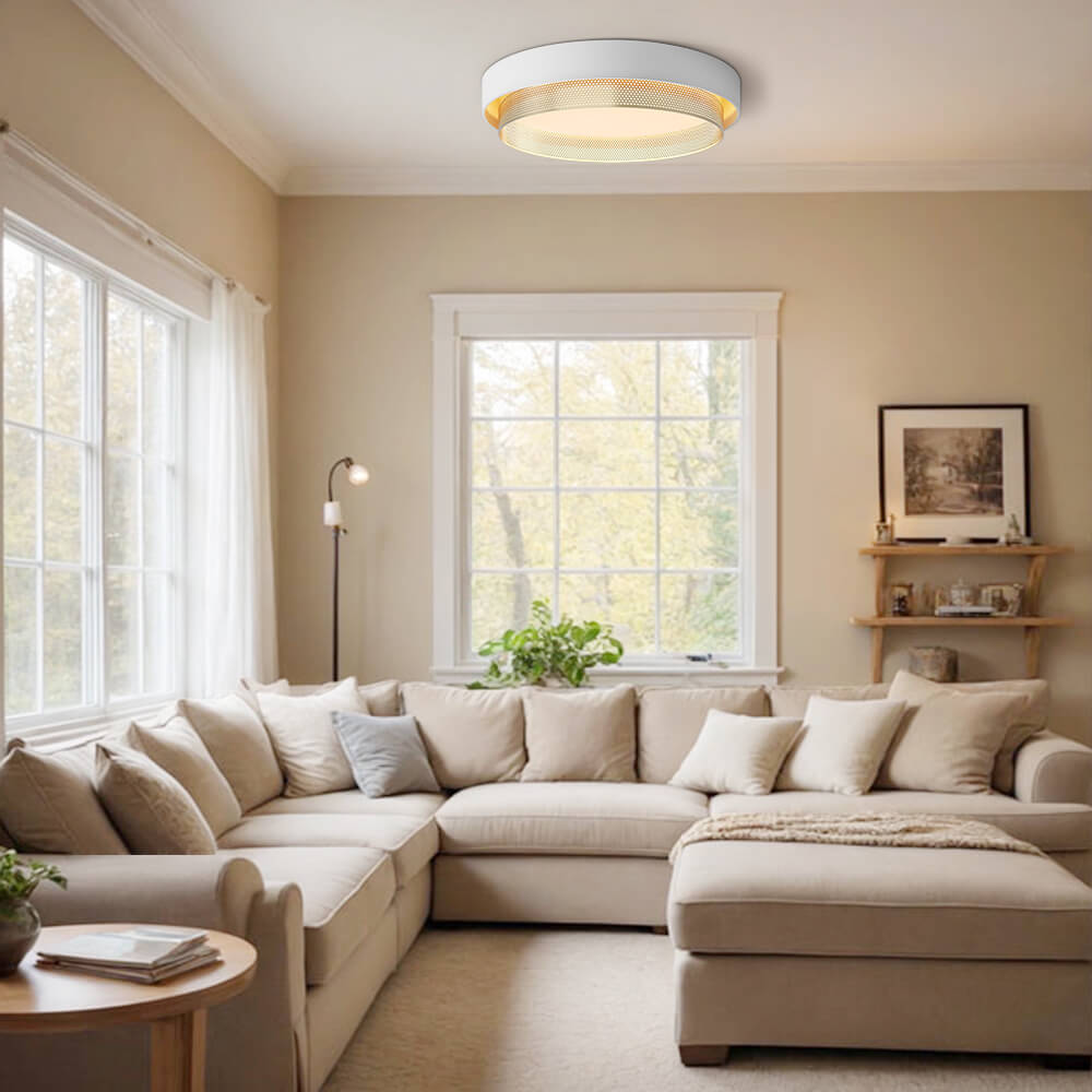 Round Hollow LED -kattolehti 30W 50cm Valkoinen tai Musta Olohuoneeseen ja Kylpyhuoneeseen