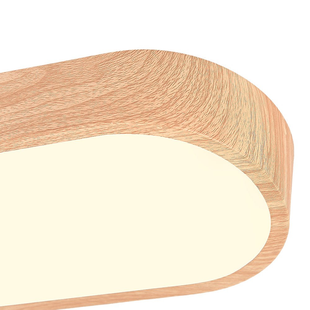 Oválné LED stropní světlo s dřevěným dekorem, kovový rám, 65-90 cm, teplá nebo studená bílá