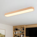Oválné LED stropní světlo s dřevěným dekorem, kovový rám, 65-90 cm, teplá nebo studená bílá