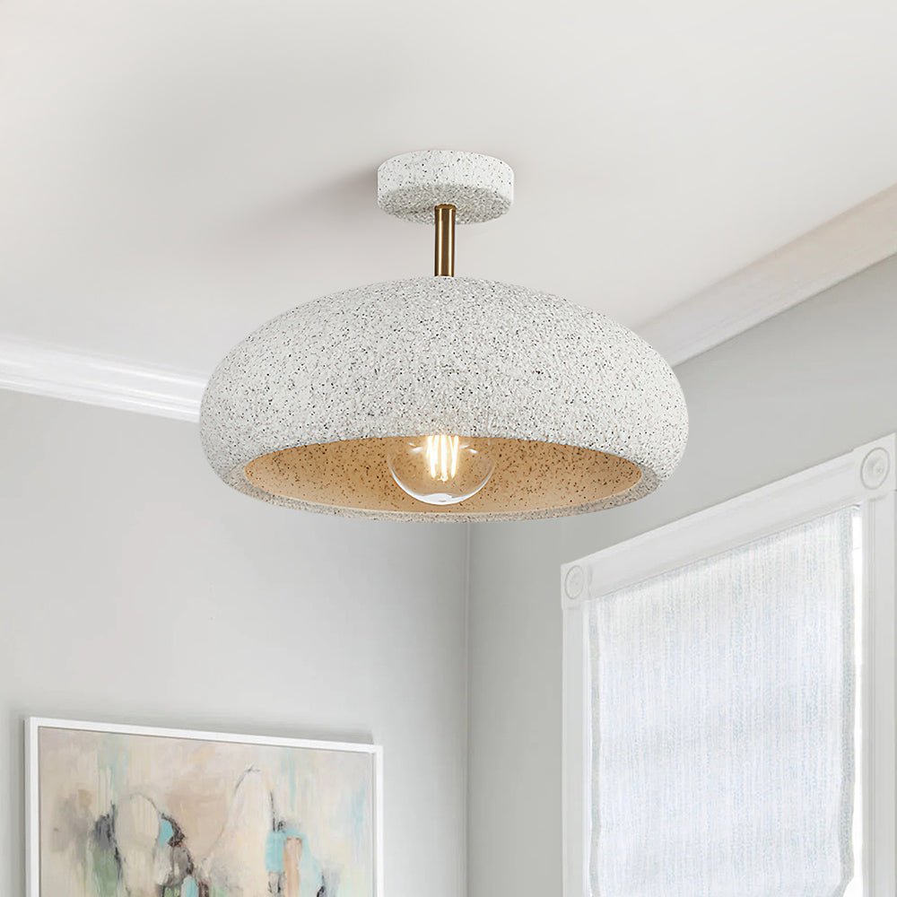Lámpara de techo nórdica Wabi-Sabi Dome, atenuable con motas, 35 cm para sala de estar