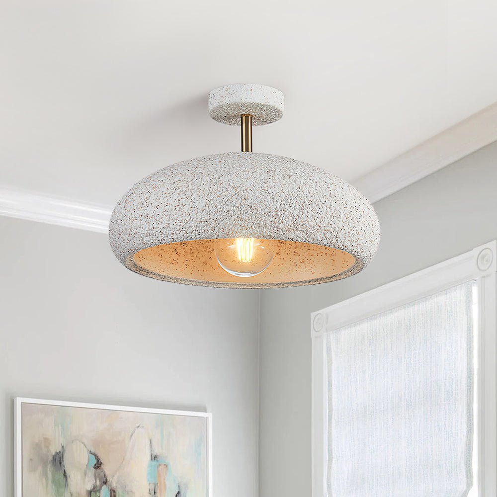 Lámpara de techo nórdica Wabi-Sabi Dome, atenuable con motas, 35 cm para sala de estar