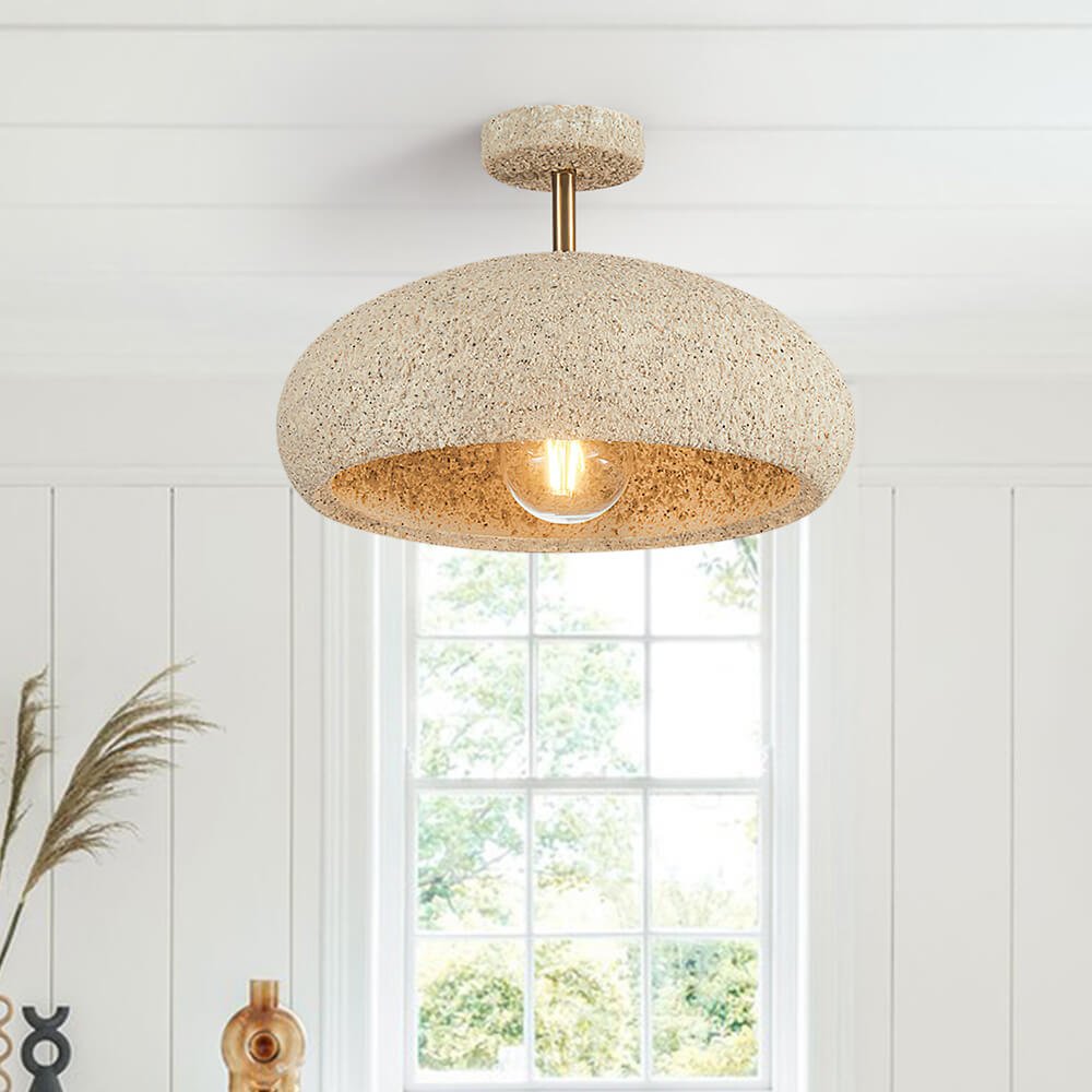 Lámpara de techo nórdica Wabi-Sabi Dome, atenuable con motas, 35 cm para sala de estar