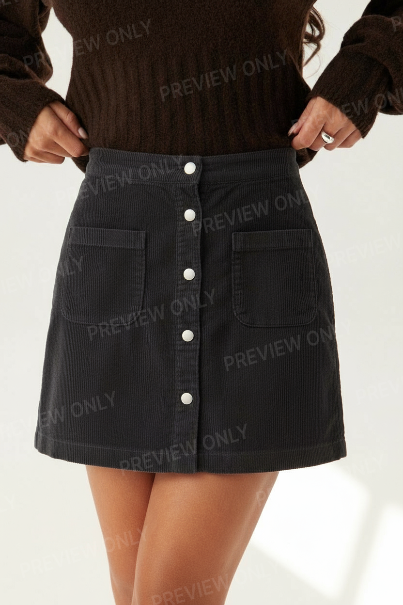 Jupe Mini en Suédine à Boutons Chic