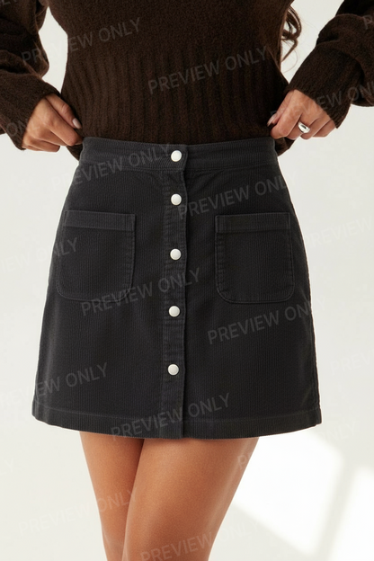 Jupe Mini en Suédine à Boutons Chic