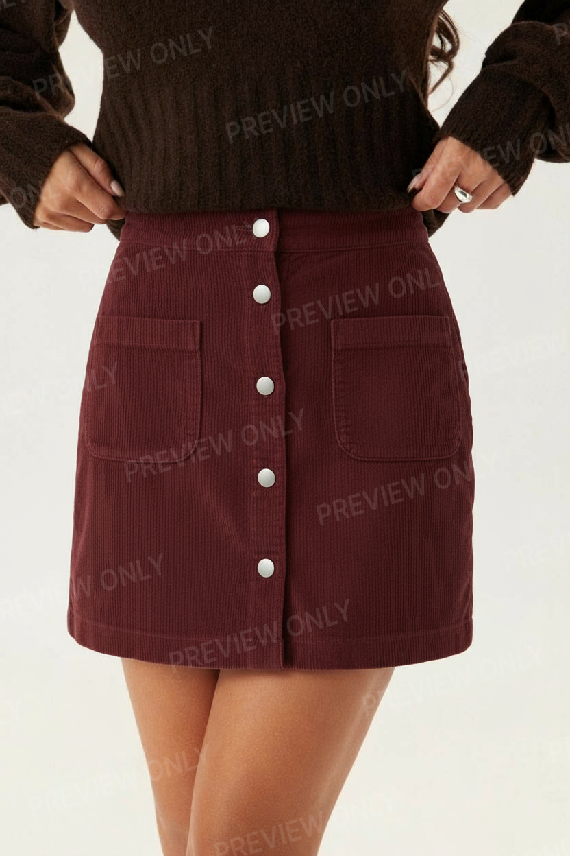 Jupe Mini en Suédine à Boutons Chic