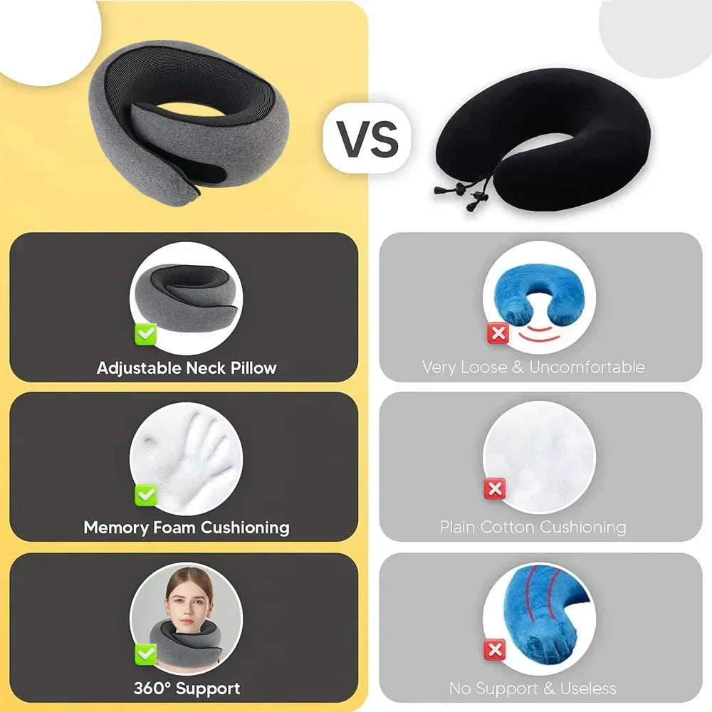 Memory Foam U Shaped Travel Neck Pillow For Comfortable Sleep On The Go