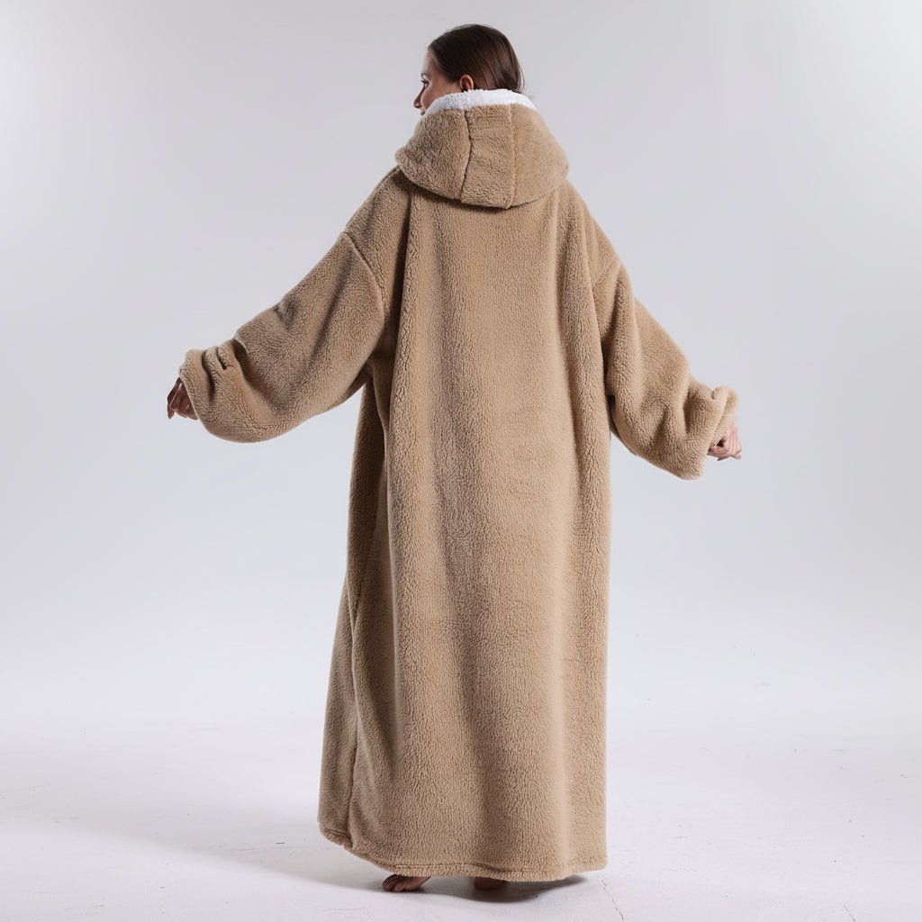 Pluche draagbare hoodie deken voor volwassenen op koude dagen