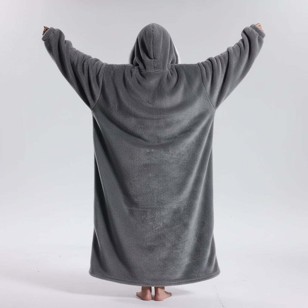 Pluche draagbare hoodie deken voor volwassenen op koude dagen