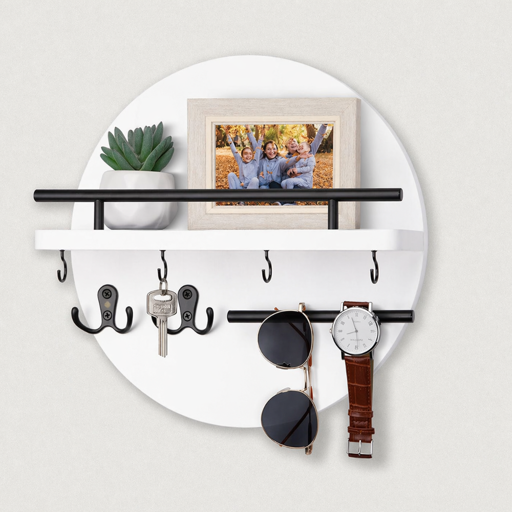 Round Wooden Key Holder Stylish Eco Friendly Wall Organizer