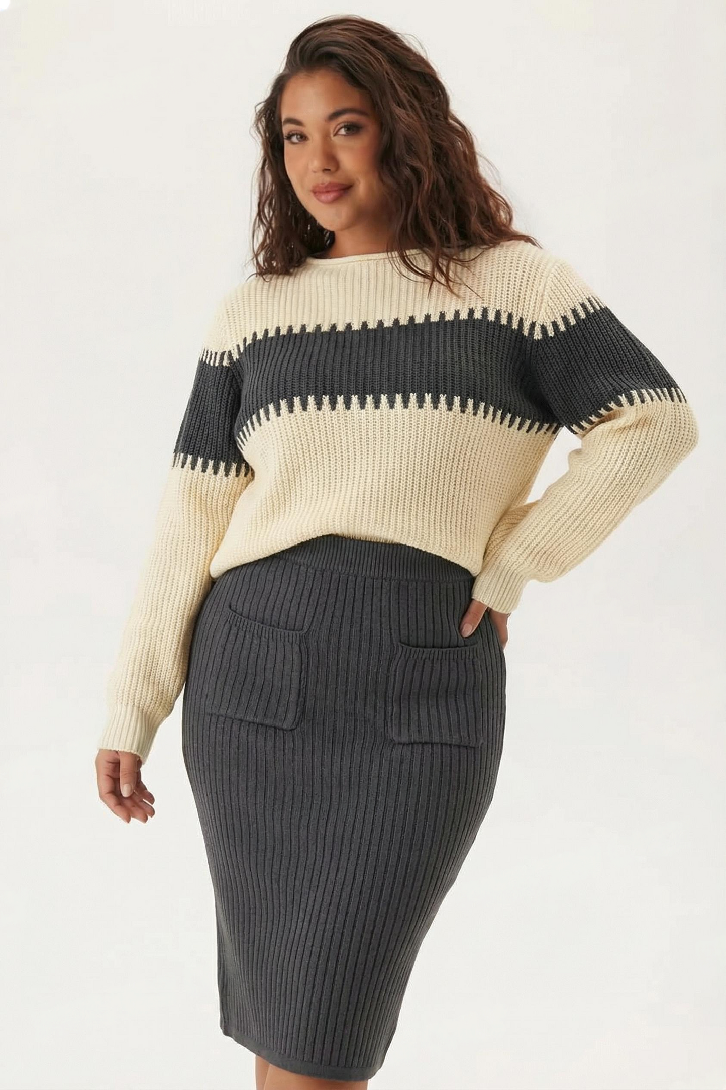 ENSEMBLE DEUX PIÈCES CÔTELÉ DÉCONTRACTÉ