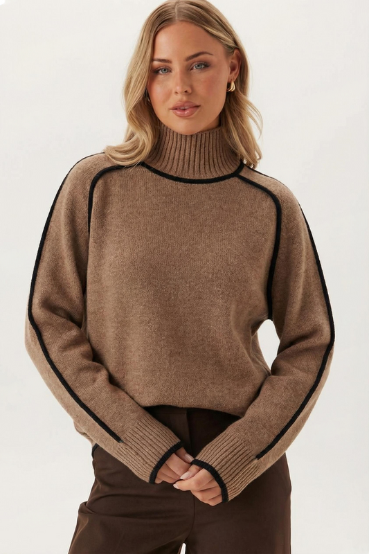 SOLÉYA – Pull Maille Col Semi-Roulé