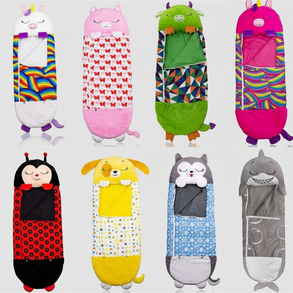 Sac de couchage léger à capuche pour enfants, idéal pour les soirées pyjama