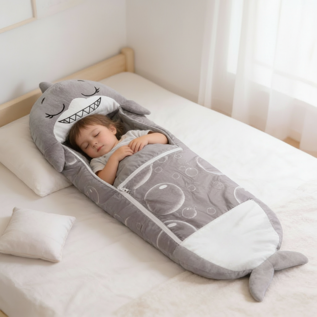 Sac de couchage léger à capuche pour enfants, idéal pour les soirées pyjama