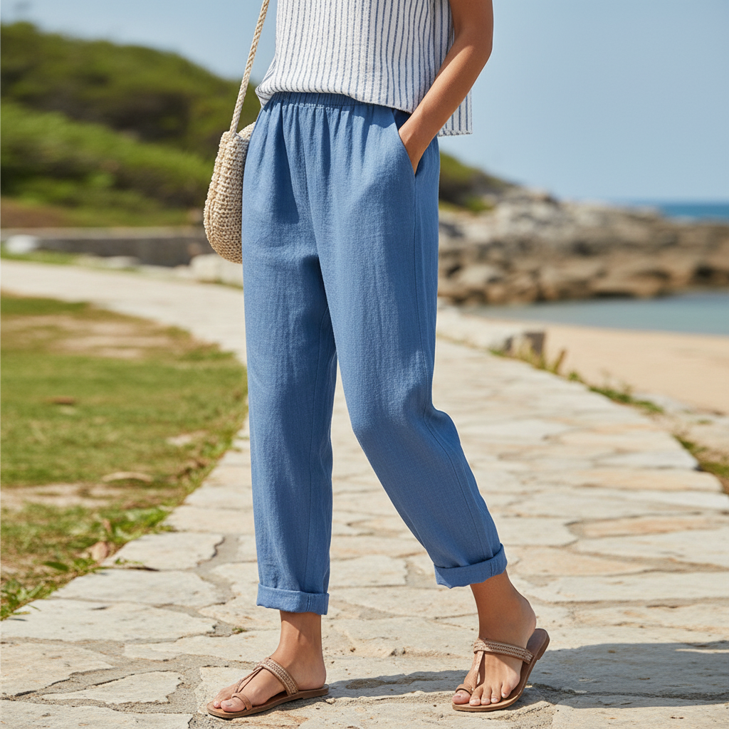 Women's Linen Pants For Warm Weather Breathable Casual Fit