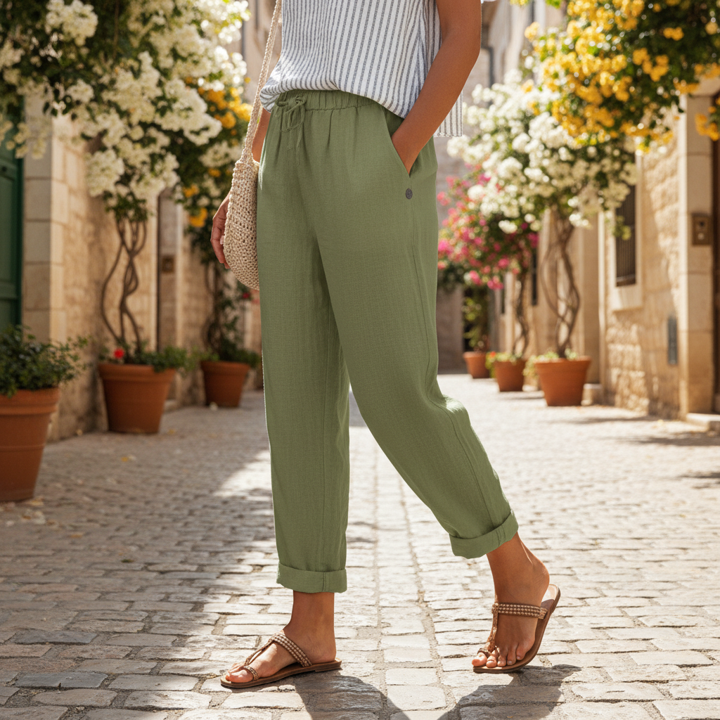 Women's Linen Pants For Warm Weather Breathable Casual Fit