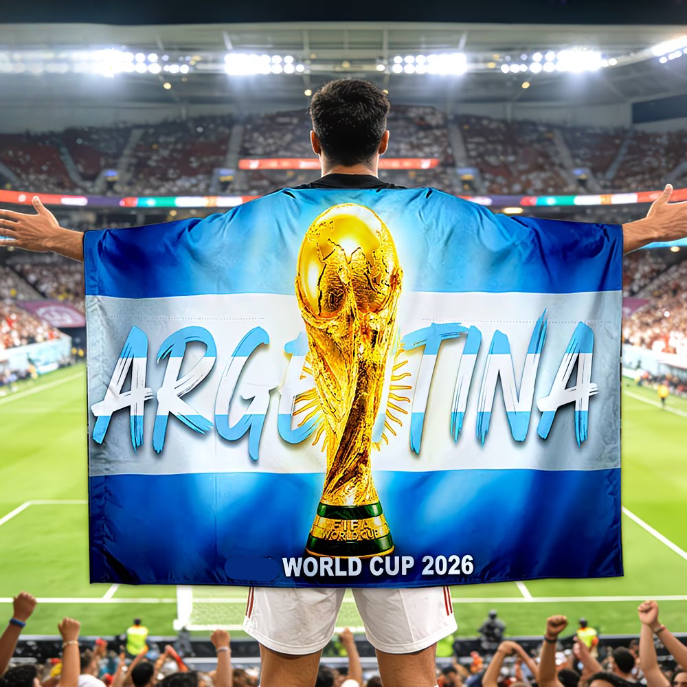 Argentina World Cup Flag Banner Fan Cape For Soccer Fans
