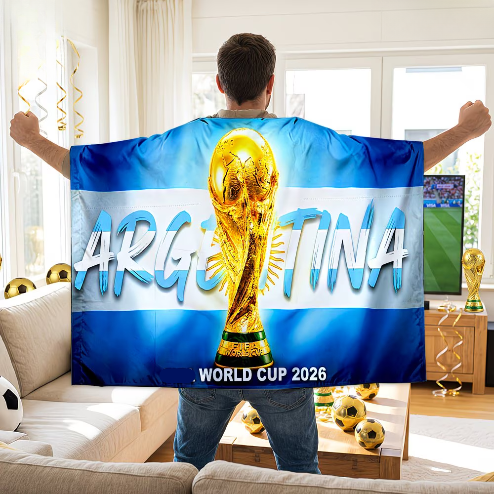 Argentina World Cup Flag Banner Fan Cape For Soccer Fans