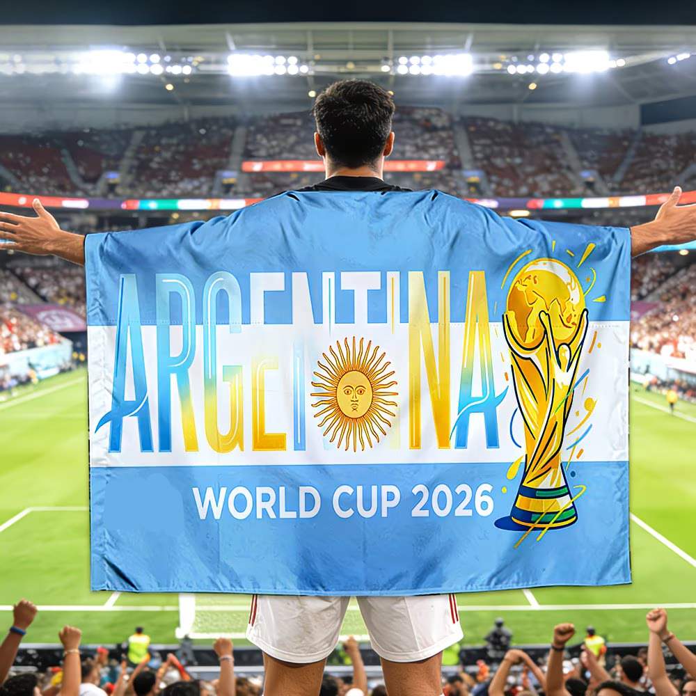 Bannière drapeau de l'Argentine pour la Coupe du Monde, parfaite pour les fans de football lors des matchs