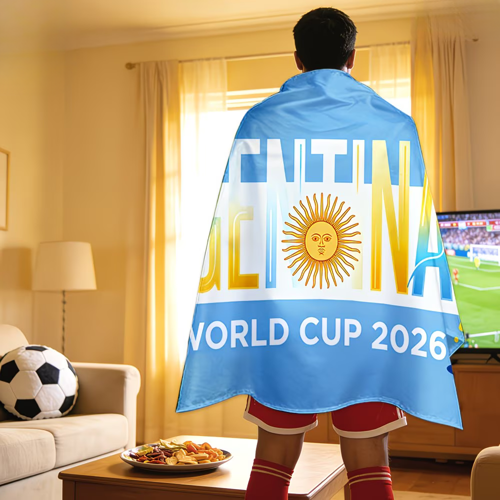 Bannière drapeau de l'Argentine pour la Coupe du Monde, parfaite pour les fans de football lors des matchs