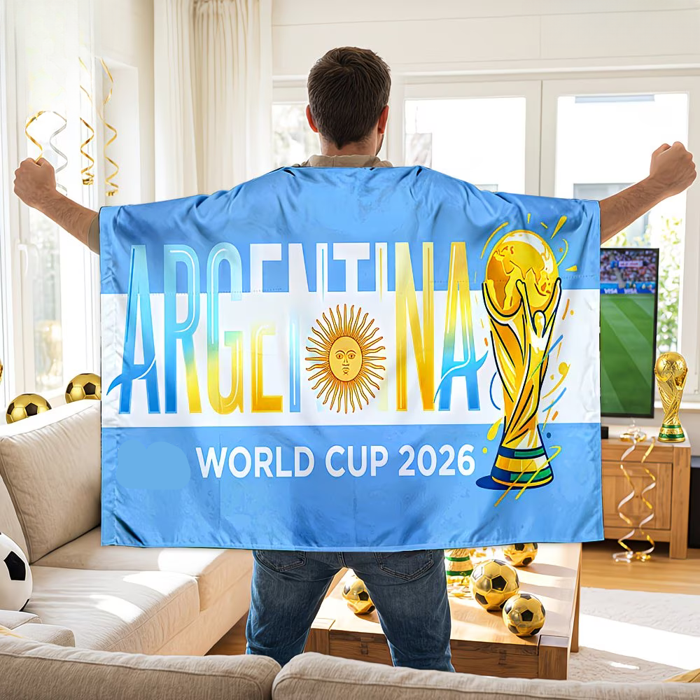 Bannière drapeau de l'Argentine pour la Coupe du Monde, parfaite pour les fans de football lors des matchs