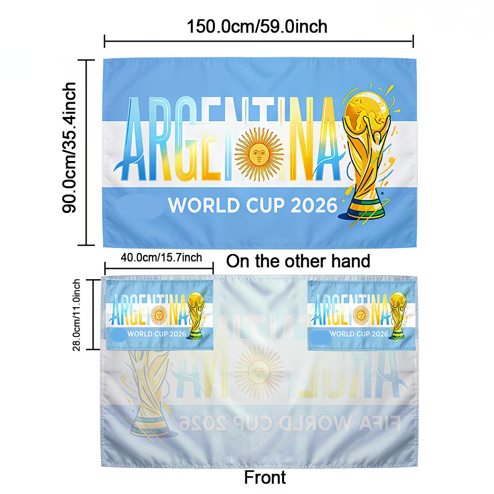 Bannière drapeau de l'Argentine pour la Coupe du Monde, parfaite pour les fans de football lors des matchs