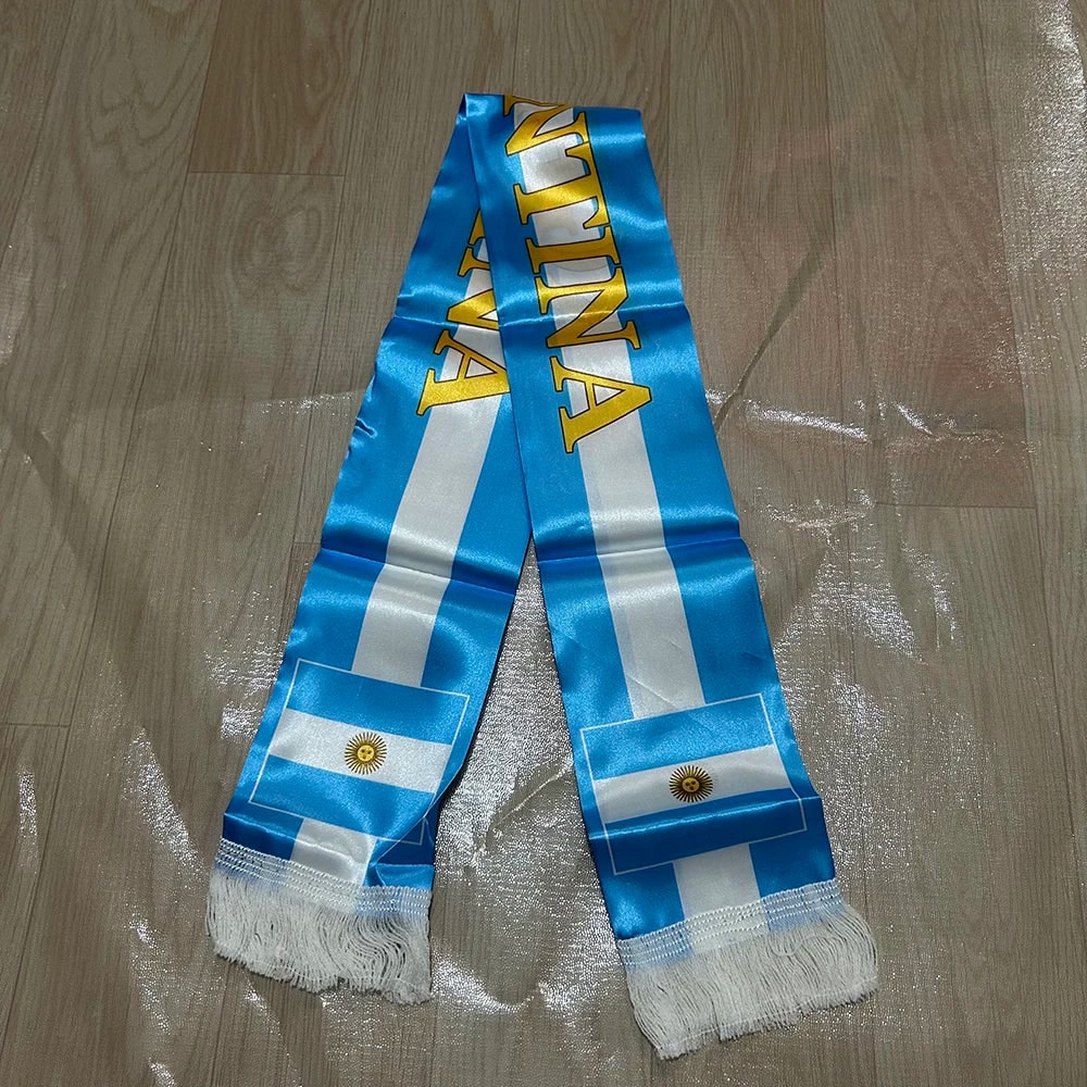 World Cup Accessory With Argentina Flag Double Sided Soccer Scarf