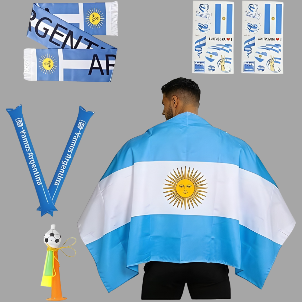 Argentina Flag Scarf And Thunder Sticks For World Cup Fans
