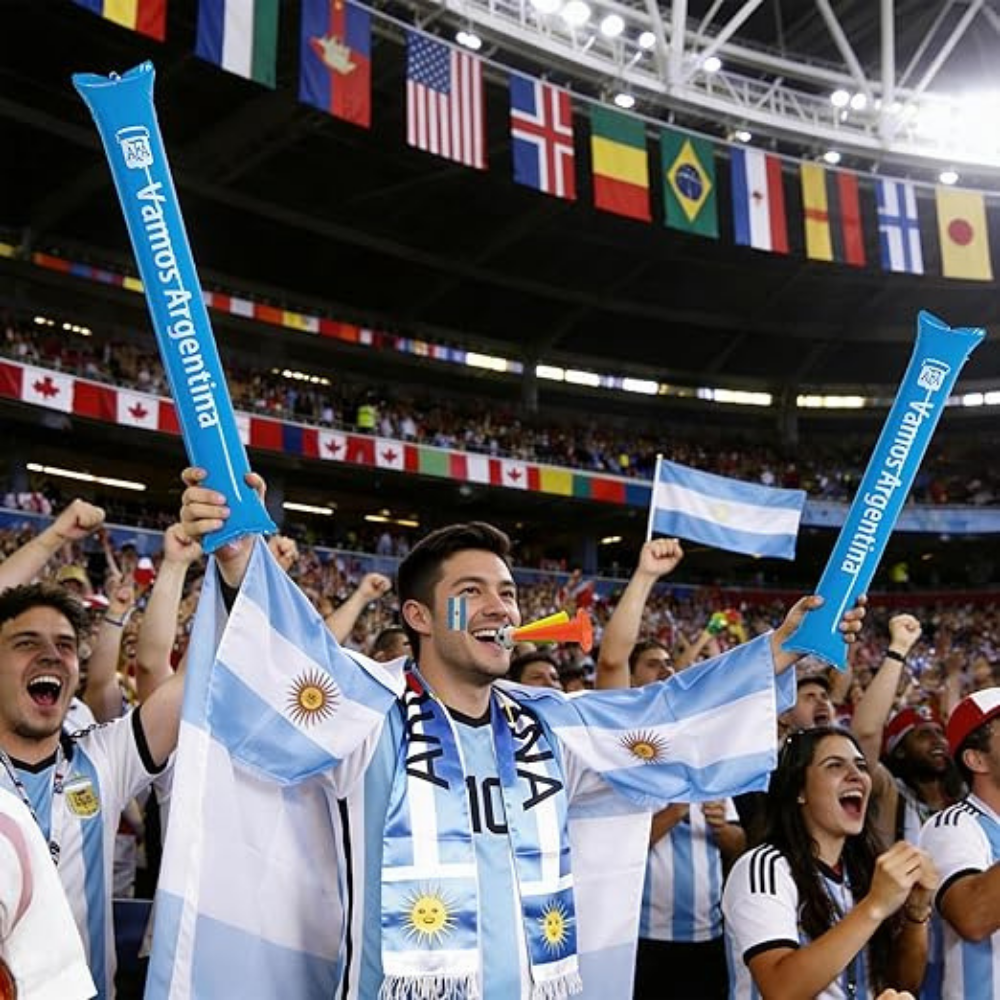 Argentina Flag Scarf And Thunder Sticks For World Cup Fans