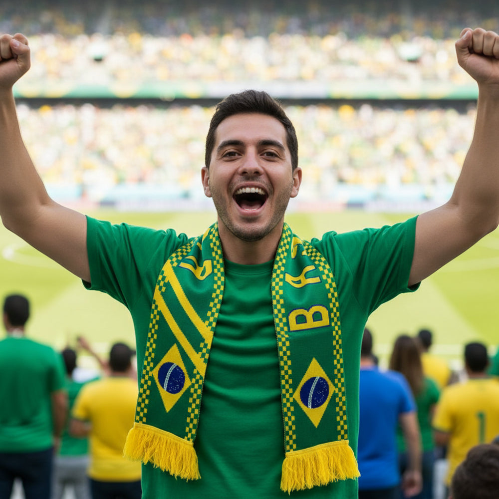Brasilien WM-Flaggenschal mit Fransen für Fußballfans