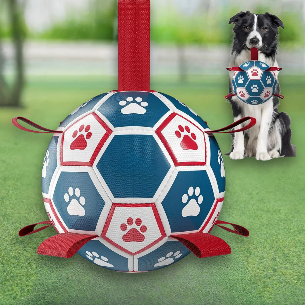 Juguete interactivo para perros con pelota de la Copa Mundial y agarre de cuerda de malla duradera