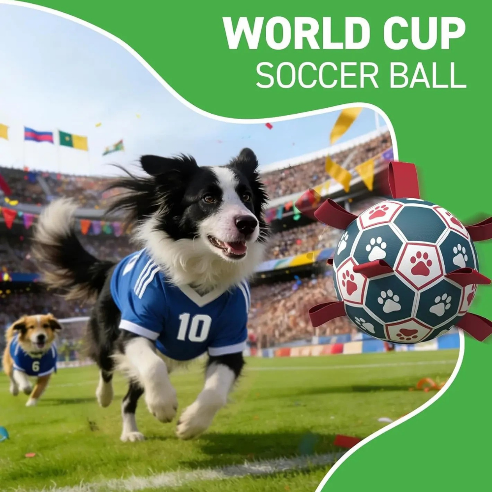Juguete interactivo para perros con pelota de la Copa Mundial y agarre de cuerda de malla duradera