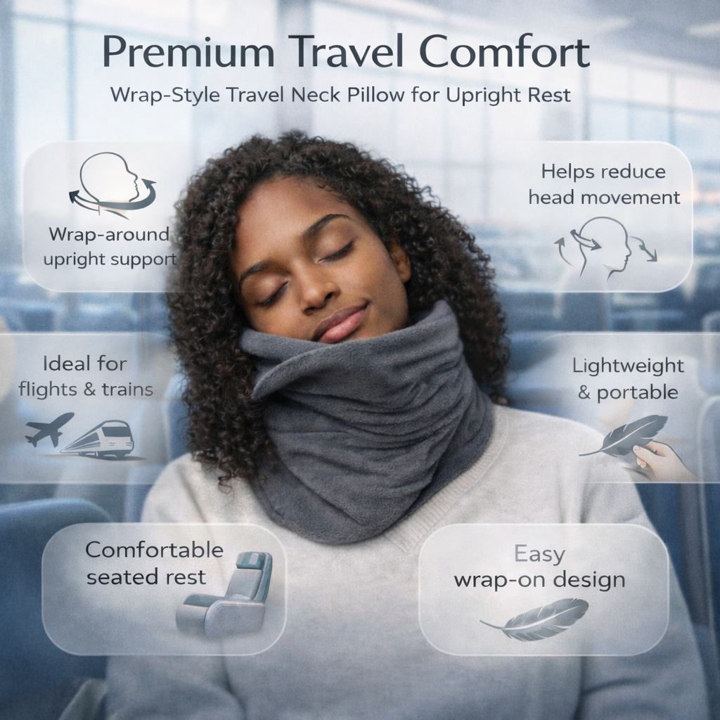 Travel Neck Pillow With Upright Support For Easy Journeys
